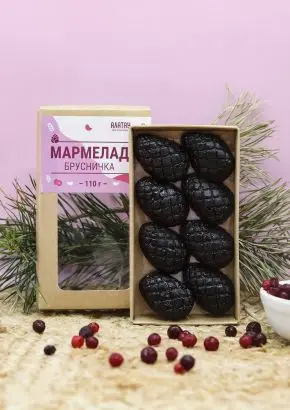 Мармелад ягодный Брусничка в крафтовой коробке, 110г