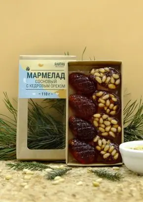 Мармелад сосновый с кедровыми орешками, 110 г