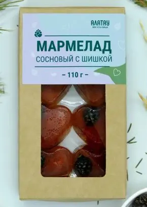 Мармелад "Сердце" с сосновой шишкой в крафтовой коробке, 110 г
