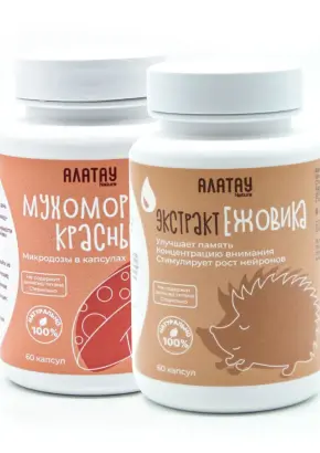 КОМБО «Мухомор и Ежовик»: микродозинг из мухомора красного и экстракт ежовика